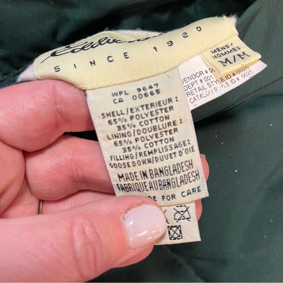 Eddie Bauer Men’s goose down puffer bomber best hunter green plaid size medium - Picture 5 of 10